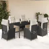 Image de Vidaxl Ensemble Ã Manger De Jardin Coussins 7pcs Noir RÃ©sine TressÃ©e