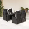 Image de vidaXL Ensemble Ã  manger de jardin coussins 5pcs Noir RÃ©sine tressÃ©e
