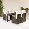 Image de Vidaxl Ensemble Ã Manger De Jardin 5 Pcs Et Coussins Marron Poly Rotin