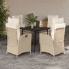 Image de Vidaxl Ensemble Ã Manger De Jardin Avec Coussins 5pcs Beige Poly Rotin
