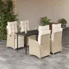 Image de vidaXL Ensemble Ã  manger de jardin avec coussins 5pcs Beige poly rotin