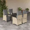 Image de vidaXL Ensemble Ã  manger de jardin coussins 5 pcs mÃ©lange beige rotin
