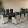 Image de Vidaxl Ensemble Ã Manger De Jardin Et Coussins 9 Pcs Gris Clair Rotin