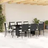 Image de Vidaxl Ensemble Ã Manger De Jardin 9pcs Coussins Noir RÃ©sine TressÃ©e