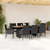 Image de Vidaxl Ensemble Ã Manger De Jardin 9pcs Coussins Noir RÃ©sine TressÃ©e