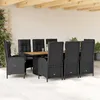 Image de Vidaxl Ensemble Ã Manger De Jardin 9pcs Coussins Noir RÃ©sine TressÃ©e