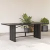 Image de Vidaxl Table De Jardin Avec Dessus En Verre Noir RÃ©sine TressÃ©e