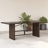 Image de Vidaxl Table De Jardin Avec Dessus En Verre Marron RÃ©sine TressÃ©e