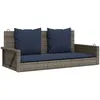 Image de Vidaxl Banc Ã Bascule Avec Coussins Gris 119 X 56 X 48 Cm RÃ©sine TressÃ©e