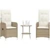 Image de Vidaxl Chaises Inclinables De Jardin Lot De 2 Avec Table Beige Rotin