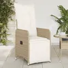 Image de Vidaxl Chaise Inclinable De Jardin Avec Coussins Beige RÃ©sine TressÃ©e
