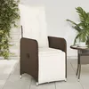 Image de Vidaxl Chaises Inclinables De Jardin Lot De 2 Et Coussins Marron Rotin