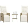 Image de Vidaxl Chaises Inclinables De Jardin Lot De 2 Avec Table Beige Rotin