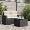 Image de Vidaxl Table De Jardin Dessus En Verre Noir 55x55x37 Cm RÃ©sine TressÃ©e