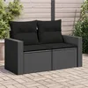 Image de Vidaxl CanapÃ© De Jardin Avec Coussins 2 Places Noir RÃ©sine TressÃ©e