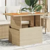 Image de Vidaxl Table De Jardin Beige 100x55x73cm RÃ©sine TressÃ©e Et Bois Acacia