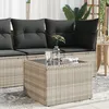 Image de Vidaxl Table De Jardin Avec Dessus En Verre Gris Clair RÃ©sine TressÃ©e