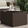 Image de Vidaxl Table De Jardin Dessus En Verre Brun 55x55x37 Cm RÃ©sine TressÃ©e