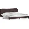 Image de vidaXL Cadre de lit avec tÃªte de lit Marron foncÃ© 200x200 cm Tissu