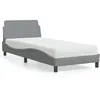 Image de vidaXL Lit avec matelas gris clair 90x200 cm tissu