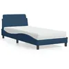 Image de vidaXL Lit avec matelas bleu 90x200 cm tissu