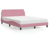 Image de vidaXL Lit avec matelas rose 140x190 cm velours