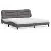 Image de vidaXL Lit avec matelas gris 200x200 cm similicuir