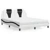 Image de vidaXL Lit avec matelas blanc et noir 160x200 cm similicuir