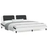 Image de vidaXL Lit avec matelas blanc et noir 200x200 cm similicuir
