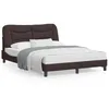 Image de vidaXL Cadre de lit avec lumiÃ¨res LED marron foncÃ© 140x190 cm tissu