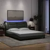 Image de vidaXL Cadre de lit avec lumiÃ¨res LED gris foncÃ© 160x200 cm tissu