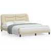 Image de vidaXL Cadre de lit avec LED sans matelas crÃ¨me 160x200 cm tissu