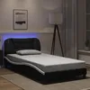 Image de vidaXL Cadre de lit avec lumiÃ¨res LED noir blanc 100x200 cm similicuir