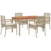 Image de Vidaxl Ensemble Ã Manger De Jardin Avec Coussins 5pcs Beige Poly Rotin