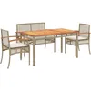 Image de Vidaxl Ensemble Ã Manger De Jardin Coussins 4 Pcs Beige RÃ©sine TressÃ©e