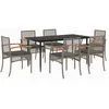 Image de Vidaxl Ensemble Ã Manger De Jardin Et Coussins 7 Pcs Gris Rotin