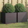 Image de Vidaxl JardiniÃ¨res 2 Pcs Noir 42x40x39 Cm Acier LaminÃ© Ã Froid