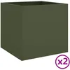 Image de Vidaxl JardiniÃ¨res 2 Pcs Vert Olive 42x40x39 Cm Acier LaminÃ© Ã Froid