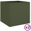 Image de Vidaxl JardiniÃ¨res 2 Pcs Vert Olive 49x47x46 Cm Acier LaminÃ© Ã Froid