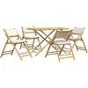 Image de Vidaxl Ensemble De Bistro Pliante 5 Pcs Et Coussins Blanc CrÃ¨me Bambou