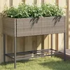 Image de Vidaxl JardiniÃ¨res Avec ÃtagÃ¨re 2 Pcs Gris 90x40x75 Cm RÃ©sine TressÃ©e