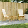 Image de Vidaxl Chaises Inclinables De Jardin Pliantes Lot De 2 Coussins Bambou