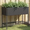 Image de Vidaxl JardiniÃ¨re Avec ÃtagÃ¨re Noir RÃ©sine TressÃ©e