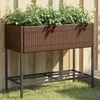 Image de Vidaxl JardiniÃ¨re Avec ÃtagÃ¨re Marron RÃ©sine TressÃ©e