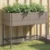 Image de Vidaxl JardiniÃ¨re Avec ÃtagÃ¨re Gris RÃ©sine TressÃ©e