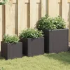 Image de Vidaxl JardiniÃ¨res D'extÃ©rieur 3 Pcs Noir RÃ©sine TressÃ©e