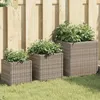 Image de Vidaxl JardiniÃ¨res D'extÃ©rieur 3 Pcs Gris RÃ©sine TressÃ©e