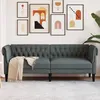 Image de vidaXL CanapÃ© Chesterfield 3 places gris foncÃ© tissu