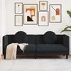 Image de CanapÃ© 3 places Velours Noir avec Coussins Ronds 193,5 cm Confort