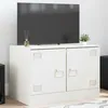 Image de vidaXL Meuble TV blanc 67x39x44 cm acier